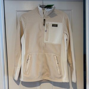 L.L. Bean Cream Grid Fleece Jacket